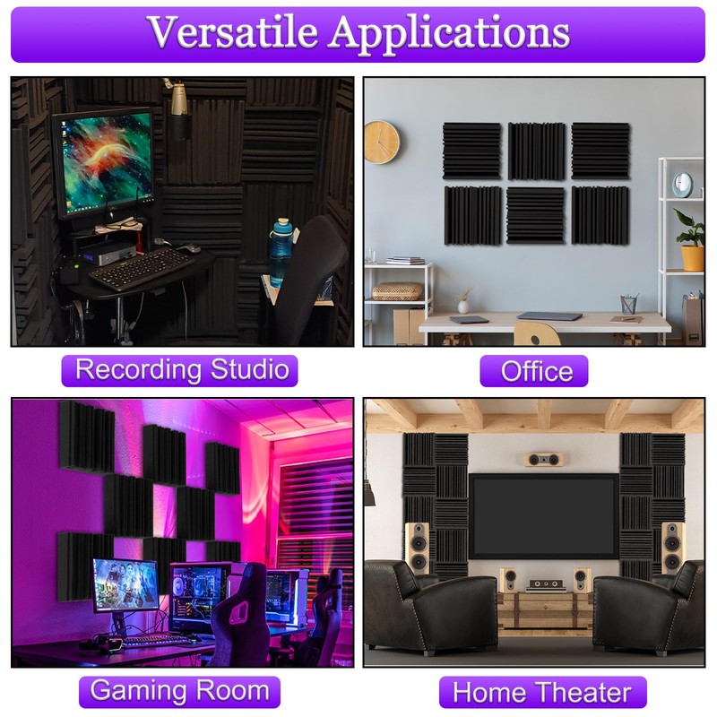 TroyStudio Self-adhesive Acoustic Foam Panels, 12 X 12 X 2