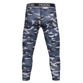 PIQIDIG Youth Boys Compression Pants 3/4 Basketball Tights Sports Capris Leggings (Camo Gray, X-Small)