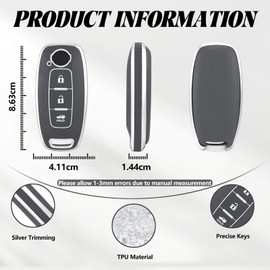 TOOMUME Car Key Cover TPU, Car Key Case Fit for Nissan Qashqai J12 Juke F16 Xtrail T33 Airya B6 B8 B9 Micra Altima Teana Murano Kicks, Protective Key Fob Cover Key Fob Case - Boot