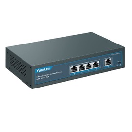 YuanLey 5 Port Gigabit PoE Switch with 4 Port PoE+, 802.3af/at 78W Built-in Power, Fanless Metal Unmanaged Plug & Play