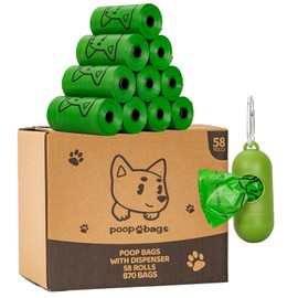 Lesibag Scented Dog Poop Bags With Dispenser, Strong and Leak-proof Waste Bags for Pets, 870 Count (58 Packs of 15), 13 Inch x 9 Inch (Green)