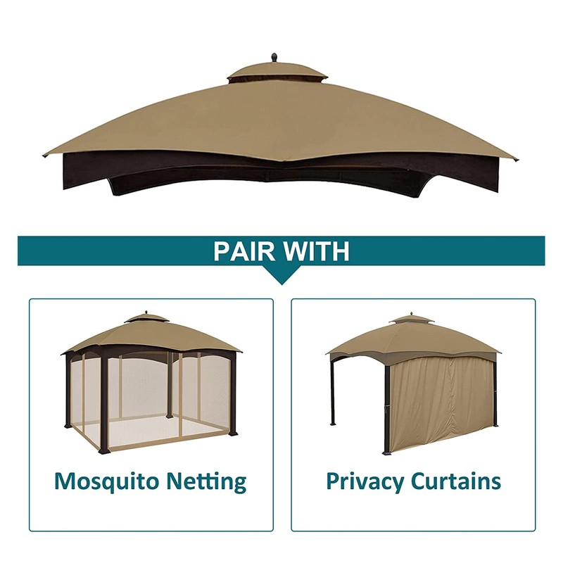 Wonwon Gazebo Replacement Canopy Top Cover 10X12 Double Tiered Canopy