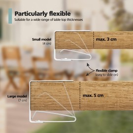 virea 8 x Tablecloth clips 4 cm White - - Stainless steel table cover clamps for indoors and outdoors - - Easy to wash table cloth holders - - Rounded edges - - Clips for many table types