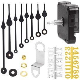 Keadic 16Pcs High Torque Long Shaft Quartz Clock Mechanism Kit Contains Clock Hands, Numeral Scale, Silent Sweep Motor Replacement for DIY Repair (Black, Shaft Length 23mm/0.9”)