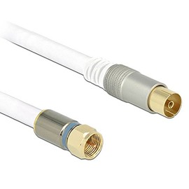 Delock Cable F Male to IEC Female RG-6/U Quad Shield Cable Premium Weiãÿ