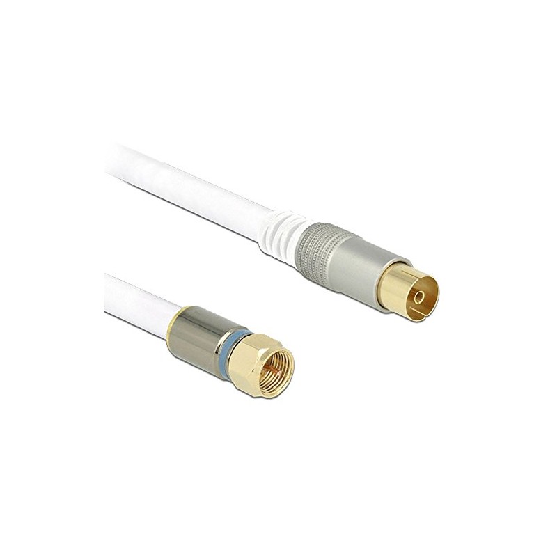 Delock Cable F Male to IEC Female RG-6/U Quad Shield