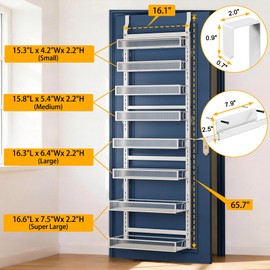Clothink Over the Door Pantry Organizer 8 Tiers Hanging or Wall Mounted Spice Rack with Adjustable Basket,Heavy Duty Metal Seasoning Organizer Shelf for Kitchen Pantry and Bathroom
