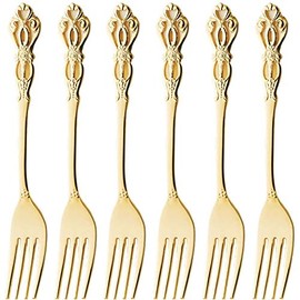 Takakuwa Metal 519392 Rune Gold Dessert Fork, Set of 6