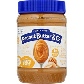 Peanut Butter & Co. The Bee's Knees Peanut Butter, 6g Protein, Gluten Free, 16 Oz (Pack of 6)