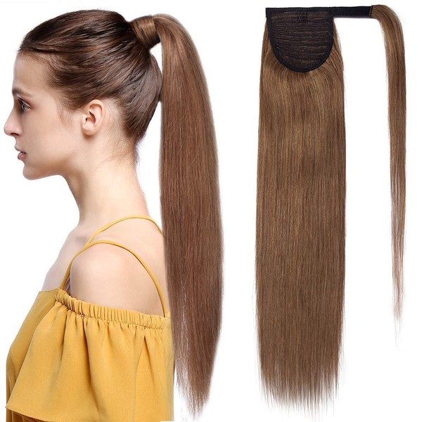 SEGO Ponytail Extension, Real Hair Wavy Braid, Clip-In Hair Extension, 100% Remy Hair