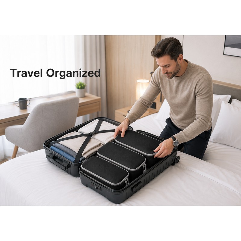 4 Packs Compression Packing Cubes for Travel - Expandable Luggage