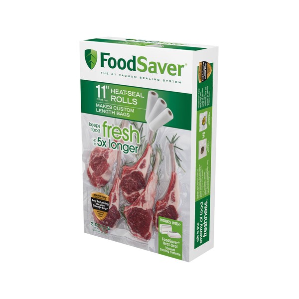 FoodSaver 11" x 16' Vacuum Seal Roll | Make Custom-Sized BPA-Free Vacuum Sealer Bags | 3-Pack (Frustration-Free Packaging)