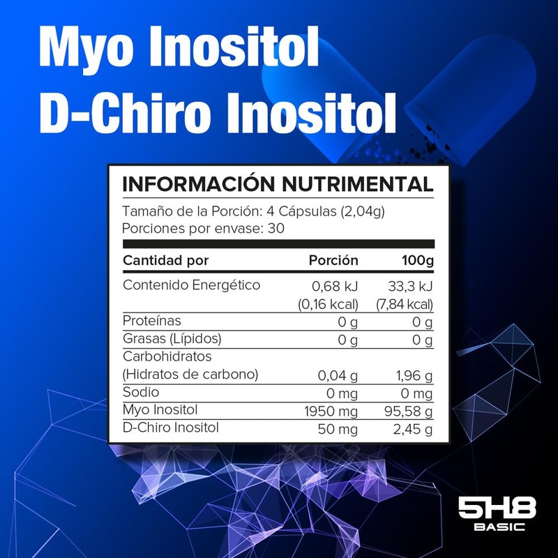 5H8 Myo Inositol y D-Chiro Inositol 500 mg - Suplemento