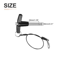DTGN 8mmx30mm(DXL) T Handle Quick Release Pin - Good for Quickly Connecting and Hooking Up Components - 304 Stainless Steel Ball Locking Pin with Push Button - Black/Silver