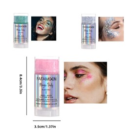 6 Color Chunky Glitter Gel Stick Face & Body Shimmer for Festivals, Makeup & Nail Art | Iridescent Flakes for Eyes, Lips, Hair