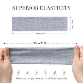 Arohecx Headbands for Women Non Slip - 9 Pcs Fabric Elastic Hair Bands for Women's Hair, Soft Cotton Cloth Stretchy Sport Headbands, Sweat Absorption Athletic Headbands for Workout Yoga Running - F