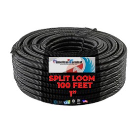 1" X 100 feet Split Wire Loom Flex-Guard Convoluted Tubing – Protective Split Cable Sleeves for Automotive Home Industrial Electrical Wiring – Black