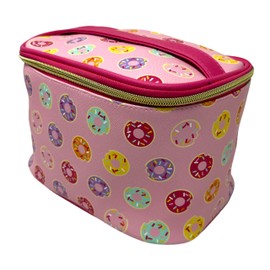 AWW GIFFTS Dabney Lee Large Candy Cotton Pink Sprinkle Colorful Donuts Design Zippered Clutch Makeup Organizing Case Travel Bag | 8x5x6 in