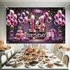 Starlit Patio Happy 14th Birthday Decorations Backdrop Banner for Girls