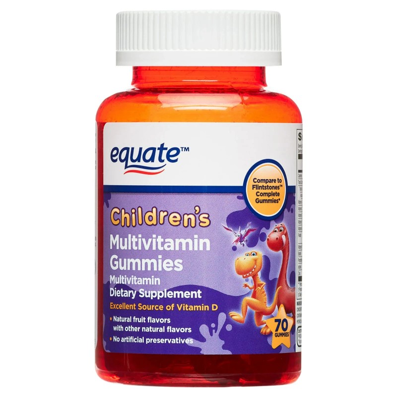Equate Kids Multivitamin Gummies for General Health, Natural Fruit, 70