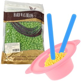 VERALY.MX | Kit Depilar 300gr Cera Española y Tarro Para Cera Perlas para Depilacion Sin Dolor Rostro Piernas Axilas Zona Intima (300 Gramos, Te Verde)