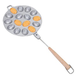 Cookie Presser,Walnut Cookie Baking Pan,Wood Handle Bakeware,Bakeware Mold,Egg Waffle Machine Mould,for Baking Bread Dessert,with Wood Handle,Kitchen Baking Tool,16 Holes