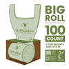 SUPERBIO 2.6 Gallon Compostable Handle Tie Garbage Bags, 100 Count,