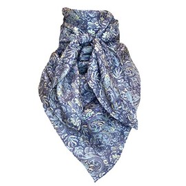 Wyoming Traders Frontier Calico Cowboy Wild Rag 100% Silk Scarf Bandana Multiple Colors 34.5" (#8 Blue)