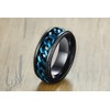 UMtrade Black Spinner Rings Classic Stainless Steel Mens Blue Rotating