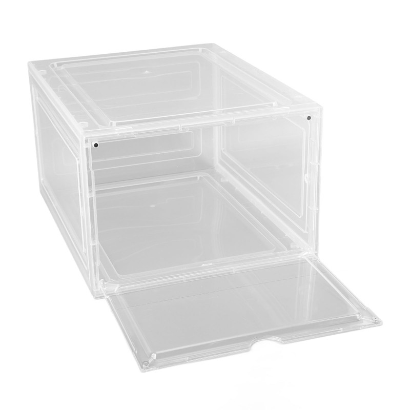 Shoe Storage Box Clear Acrylic with Magnet Front Door Stackable