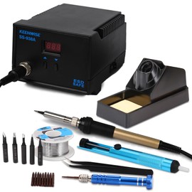 Keenwise Soldering Iron Station Kit, 60W Fast-Heat Solder Station with Smart Temperature Control, Digital Display, ESD Safe, Includes Solder Wire, 5 Diverse Tips, Tweezers