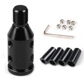 Juttzzei Car Gear Shift Knob Adapter, M12x1.25 Universal Gear Knob Adapter, Upgraded Aluminum Gear Stick Shifter Adapter with 4 Fittings 8mm 10mm 11mm 12mm for Non Threaded Shift Knob-Black