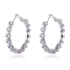 Zirconia Hoop Earrings for Women- YILIBAO Silver Plated Hoops Hypoallergenic Rhinestone Circle Earrings with Cubic Zirconia for Women Christmas, Valentine’s Day Jewelry Gifts