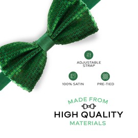 Man of Men Sequin Bow Ties for Men - Pre-tied Adjustable Length Bowtie, Many Colors to Choose From (Green)