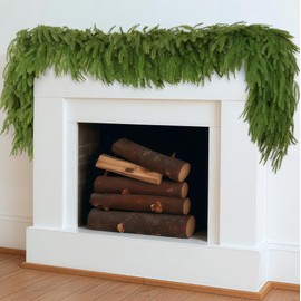 2 Pcs 9FT Christmas Garland, Artificial Norfolk Pine Garland, Faux Greenery Garland for Table, Mantle, Wall, Indoor, Outdoor Christmas Decorations