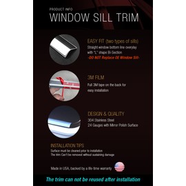 Made in USA! Compatible with 1998-2006 Toyota Tundra Double Cab 4PC Stainless Steel Chrome Window Sill Overlay