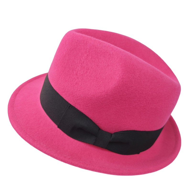 HEYANN Fedora Hats,100% Sheep Wool Short Brim Trilby Panama Hat