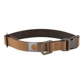 Carhartt Nylon Duck Dog Collar, Fully Adjustable Durable 2-Ply Cordura Nylon Canvas Collars for Dogs, Carhartt Brown, Large