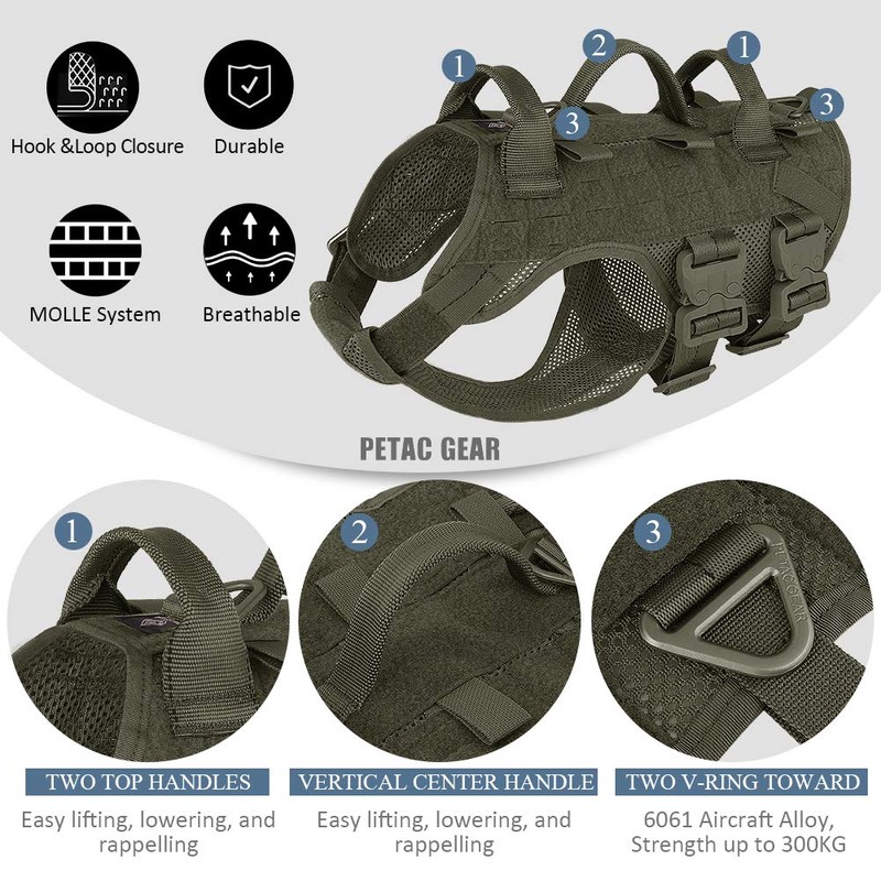 PETAC GEAR Tactical Dog Harness No Pull for Large Working