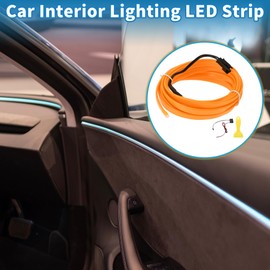 A ABSOPRO 3 Meter EL Wire Cable LED Glow String Light Car Lighting Strip Flexible Neon Light for Car Decoration Wiring Driver(12v) Yellow