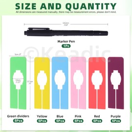 Keadic Pack of 31 Rectangular Wardrobe Rack Size Dividers, 6 Colours Blank Hanging Labels Closet Separators Garment Organiser Hanger Markers for Home Clothing Store