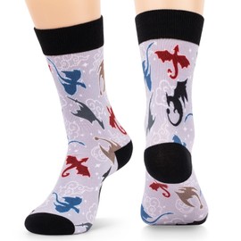 Soft Dragon Funny Crew Socks, Fantasy Ankle Sock for Men Women Kids and Boys, Comfortable and Stylish 4th Dragon Wings Socks for Fans, Cosplay, Party, Running, Sport,Gift, and Casual Daily Outfits