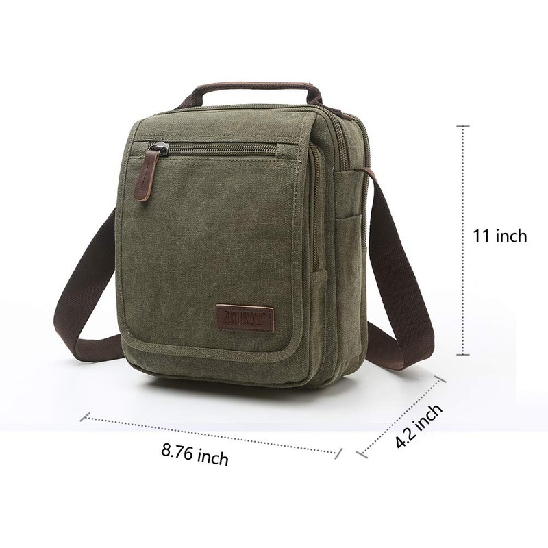 TELOSPORTS Messenger Bag Small Canvas Crossbody Bags Shoulder Bags Man