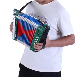 17 Keys 8 Bass Piano Celluloid Accordian, Accordion For Beginners Adults Accordion, 4 Colors Portable Concertina Accordion with Side Adjustable Stra, Mini Accordion Musical (Green)