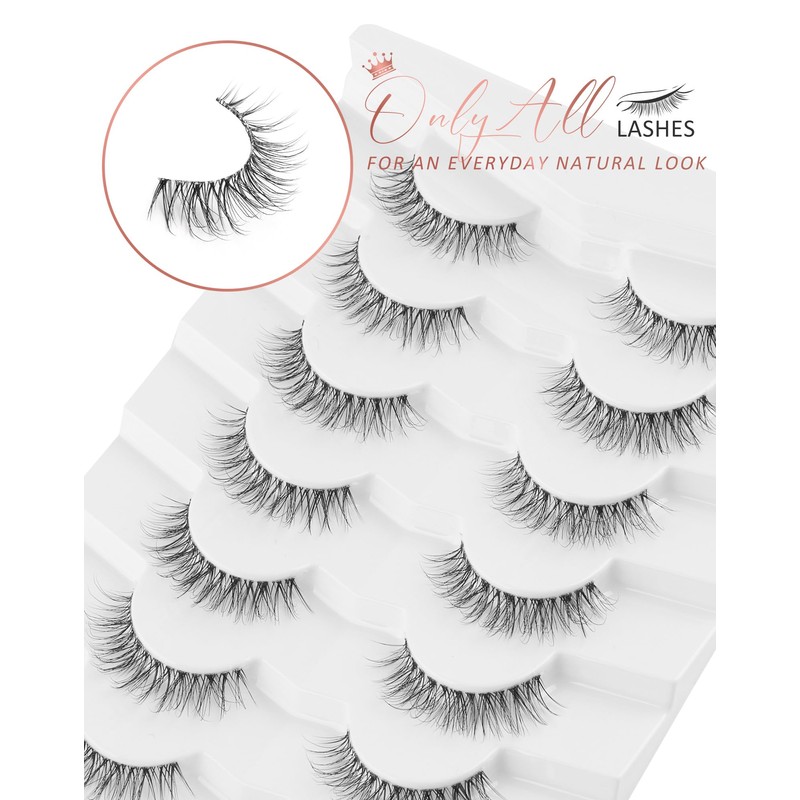 Onlyall Natural False Eyelashes Wispy Clear Band Fake Lashes H86