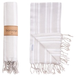 Barooga Sand Free Beach Towel, 90x180 cm, Stylish, Quick Drying, Lightweight, Compact Turkish Beach Towel Blanket, Prewashed, 100% Cotton Super Absorbent (Grey)