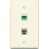 RiteAV 1 Port Fiber Optic Jack SC Simplex APC + Cat6 Wall Plate - Flat Style [Light-Almond]