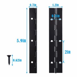4PCS 6 Inch Black Piano Hinges for Cabinet Hinges Heavy Duty 6 Inch Continuous Hinges Sliver Stainless Steel 304 Long Hinges Door Hinges for DIY Project