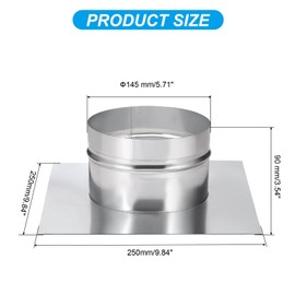 PATIKIL 6" Duct Connector Flange, Galvanized Air Ducting Mounting Plate Dryer Vent Chimney Top Plate Square to Round for Heating Cooling Ventilation HVAC Exhaust Fan Vent Systems, 10"x10"