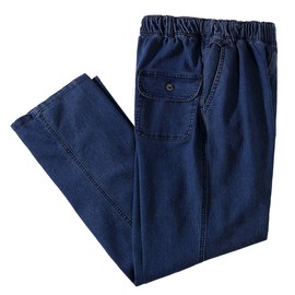 IDEALSANXUN Men’s Elastic Waist Loose Fit Denim Pants Casual Solid Jeans Trouser (38W x 30L, Dark Blue)